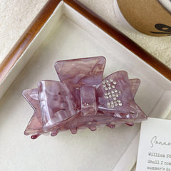 Rhinestone bow claw clip Heavy double butterfly hair clip Niche diamond-lettering shark clip female hair accessories