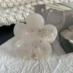 Korean light luxury diamond grab five-leaf flower acetate hairpin small gentle sweet cute shark clip