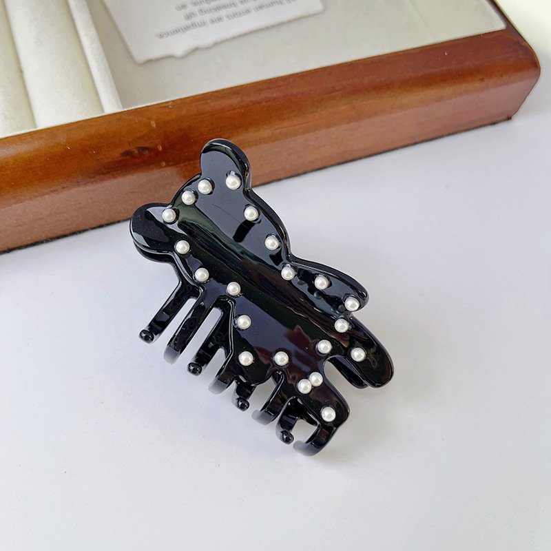 New Bear Pearl Acetic Acid Hair Clip Cute Shark Ponytail Accessory