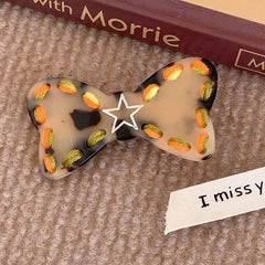 Sweet cool girl color hair clip hand knitted wool bow duck beak clip bow hair barrette accessories