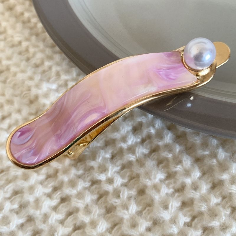 Elegant Acetate Pearl Duck Barrette Korea Marble Hair Clip