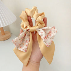 Mori floral bow large colic Hairband Sweet ponytail hair band Women tie hair elegant streamers hair rope hair accessories