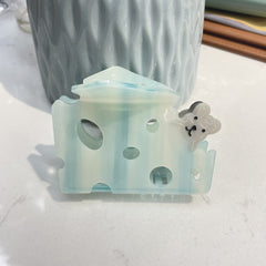 Jerry eats cheese acetic acid claw clip Cute cheese hair clip Cartoon mouse hair claw candy accessories