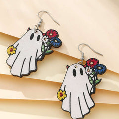 Cartoon Halloween pumpkin earrings funny personality creative ghost face skull human ear stud earrings