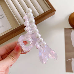 Korean acetate fishtail hairpin Back head hairpin Shark clip Elegant pearl clip accessories