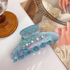 New acetic acid plate rhinestone pearl hairpin acetate hair shark clip hair claw accessories