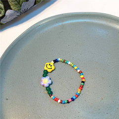 Korean new Dopamine flower smiley stone glass bracelet sweet ins wind love bracelet