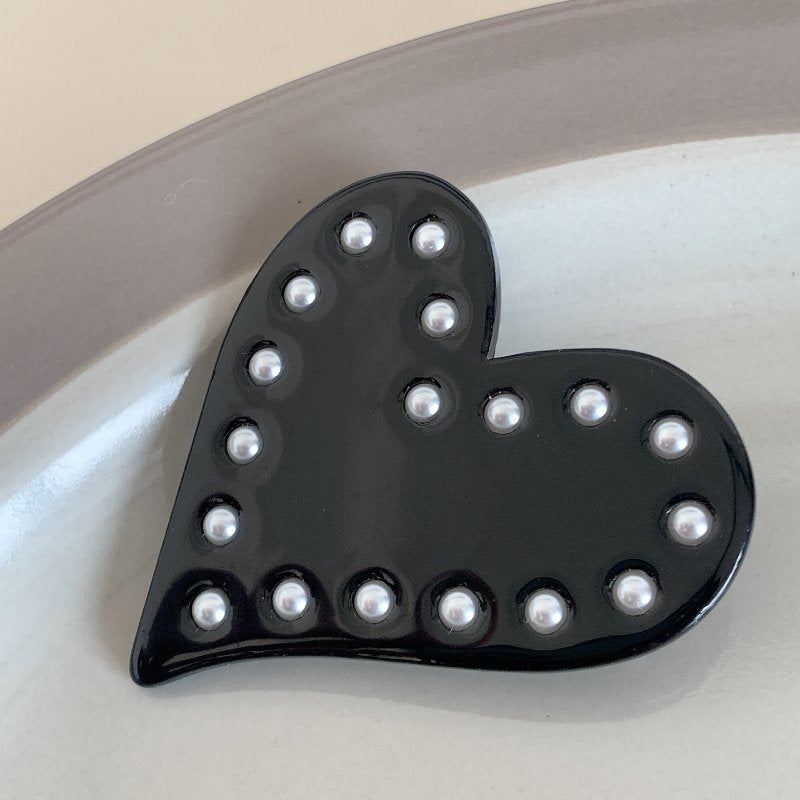 Korean Pearl Love Acetic Acid Duck Hair Clip Fringe Barrette