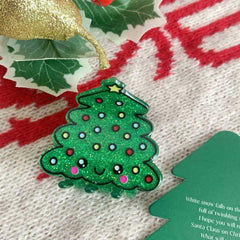 New Christmas Acrylic Glitter hair clips Red Santa hair accessories Cute Snow shark clip Accessories