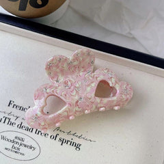 Niche design rhinestone claw clip love acetic acid hairpin back head hairpin shark clip acetate women hair accessories