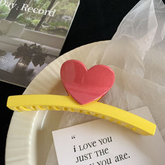 Colorful dopamine Heart claw clip women's large shark clip hair accessories