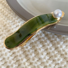 Elegant Acetate Pearl Duck Barrette Korea Marble Hair Clip