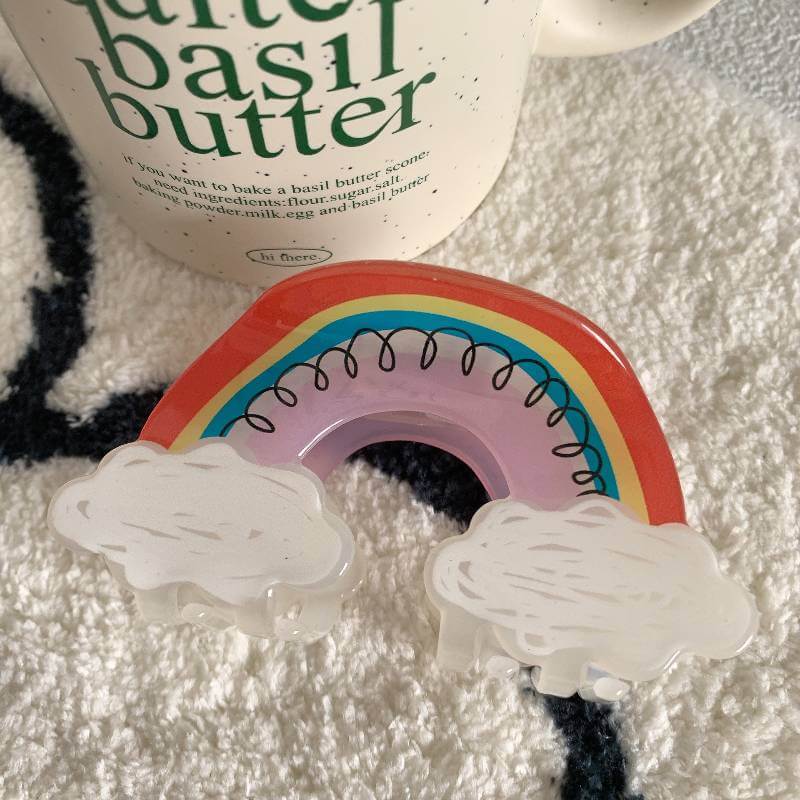 Sweet Cartoon Rainbow Clouds Hair Clip Acrylic Shark Claw