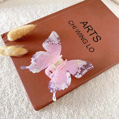 Large Butterfly Rhinestone Hair Claw For Women Girls Vintage Acetate Fresh Summer Claw Clips Hair Accessories