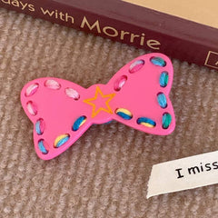 Sweet cool girl color hair clip hand knitted wool bow duck beak clip bow hair barrette accessories