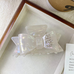 Rhinestone bow claw clip Heavy double butterfly hair clip Niche diamond-lettering shark clip female hair accessories