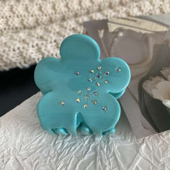 Korean light luxury diamond grab five-leaf flower acetate hairpin small gentle sweet cute shark clip