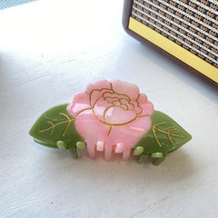 French flower series acetic acid claw clip calendula shark clip lily peony hair clip shark clip