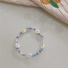 New Korean colorful candy color beaded bracelet sweet and cute girly style crystal flower bracelet every hand accessories