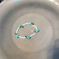 Colorful flower beaded crystal bracelet Sweet and cute girly style flower bracelet