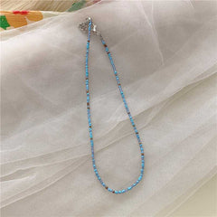 Korean vintage color beaded rice bead necklace girl wind rainbow rice bead necklace Bohemian color necklace