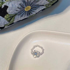 White pearl ring female niche design sense girlfriends index finger ring fashion personality all-match ring