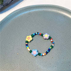 Korean new Dopamine flower smiley stone glass bracelet sweet ins wind love bracelet