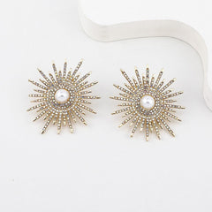 2023 new Korean octet star earrings full diamond temperament earrings design sense net red earrings female