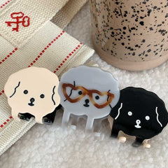 Cute Glasses Puppy Claw Clip Medium Size Clip Pan Hair Claw Girl Hair Accessories Childlike Sweet Headdress
