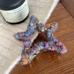 Autumn Winter Plush Star Hairpin Shark Clip High Ponytail Accessory