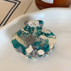 Personality Niche shell Shape Color acetic acid rhinestone Delicate claw small side hair clip Hair accessories