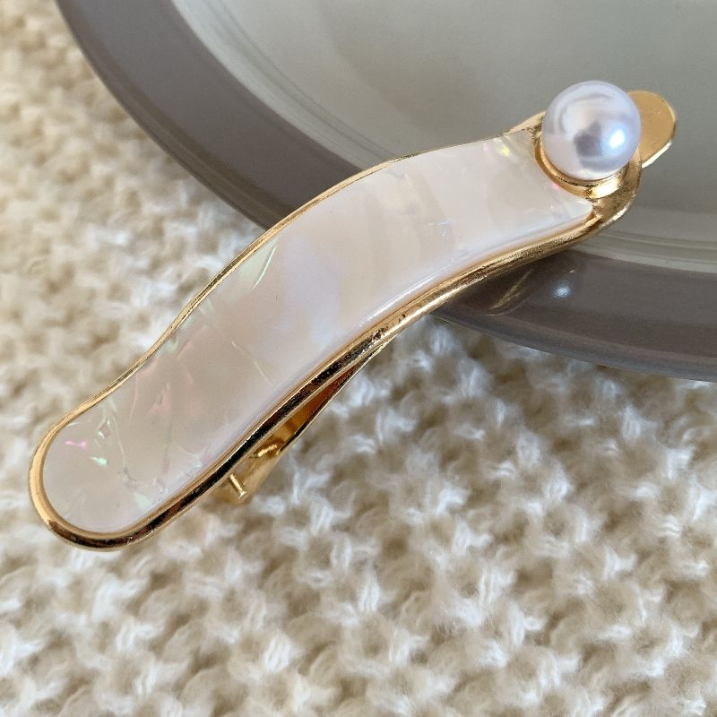Elegant Acetate Pearl Duck Barrette Korea Marble Hair Clip