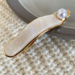 Elegant Acetate Pearl Duck Barrette Korea Marble Hair Clip