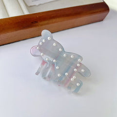 New Bear Pearl Acetic Acid Hair Clip Cute Shark Ponytail Accessory