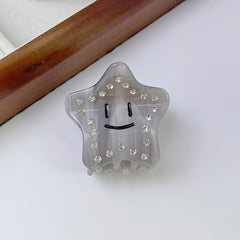 New five-pointed star acetic acid clip star smiley hair clip broken hair clip rhinestone shark clip women hair accessories