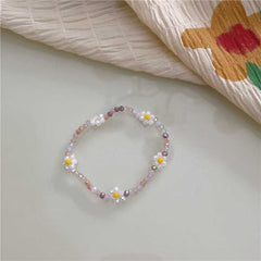New Korean colorful candy color beaded bracelet sweet and cute girly style crystal flower bracelet every hand accessories
