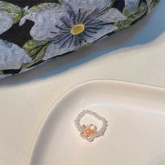 White pearl ring female niche design sense girlfriends index finger ring fashion personality all-match ring