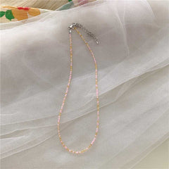 Korean vintage color beaded rice bead necklace girl wind rainbow rice bead necklace Bohemian color necklace