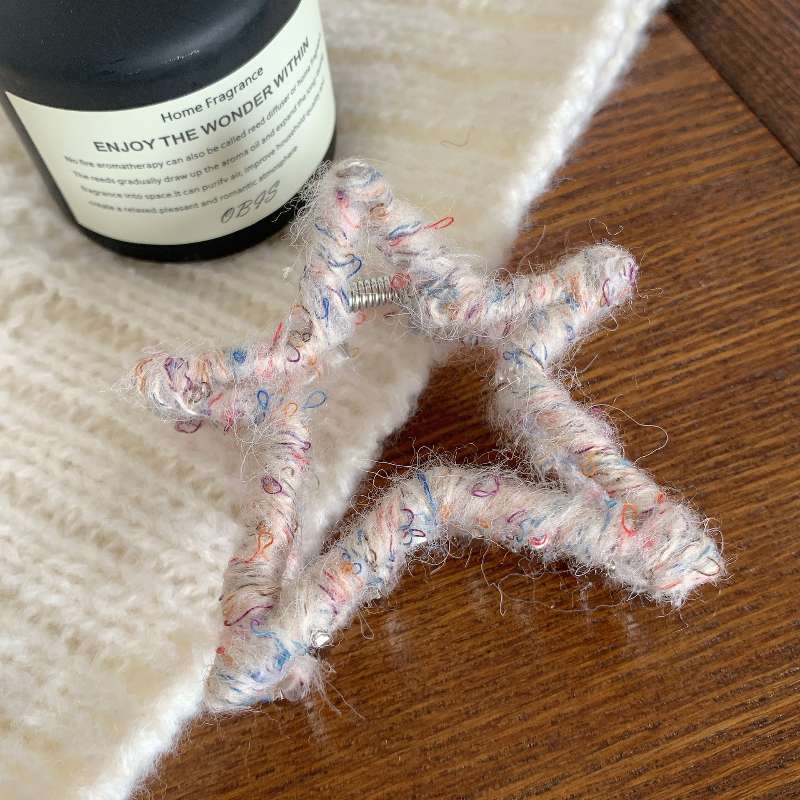 Autumn Winter Plush Star Hairpin Shark Clip High Ponytail Accessory