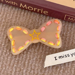 Sweet cool girl color hair clip hand knitted wool bow duck beak clip bow hair barrette accessories