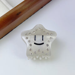 New five-pointed star acetic acid clip star smiley hair clip broken hair clip rhinestone shark clip women hair accessories
