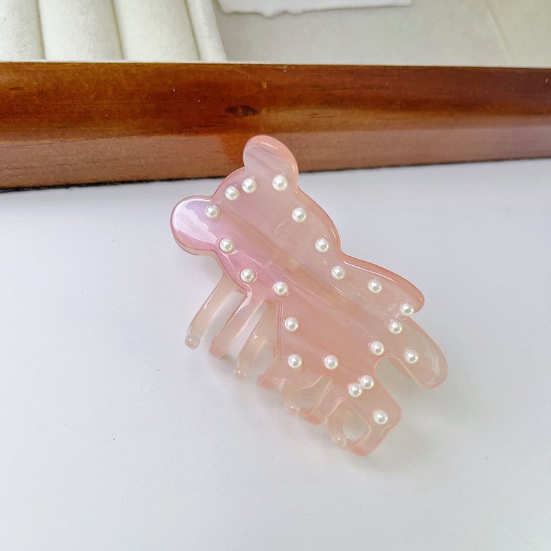 New Bear Pearl Acetic Acid Hair Clip Cute Shark Ponytail Accessory
