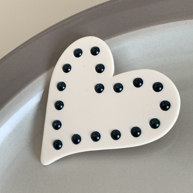 Korean Pearl Love Acetic Acid Duck Hair Clip Fringe Barrette