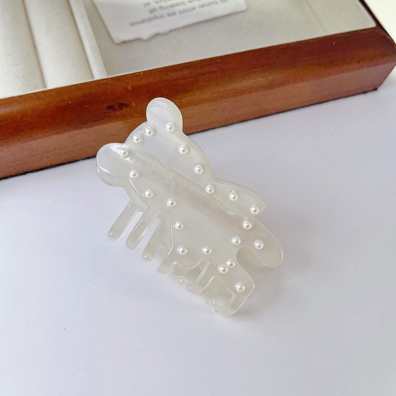 New Bear Pearl Acetic Acid Hair Clip Cute Shark Ponytail Accessory