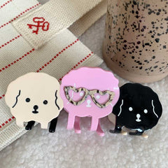 Cute Glasses Puppy Claw Clip Medium Size Clip Pan Hair Claw Girl Hair Accessories Childlike Sweet Headdress