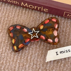 Sweet cool girl color hair clip hand knitted wool bow duck beak clip bow hair barrette accessories