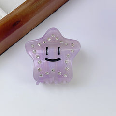 New five-pointed star acetic acid clip star smiley hair clip broken hair clip rhinestone shark clip women hair accessories