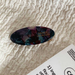 Korea Ins wind gold label cream small thick oval hair clip fringe side duck beak clip