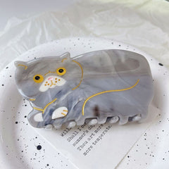 New French large cat hair claw tortoiseshell Siamese Orange cat acetate hairpin Cat shark clip women hair accessories