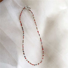 Korean vintage color beaded rice bead necklace girl wind rainbow rice bead necklace Bohemian color necklace